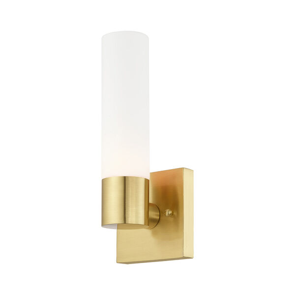 Aero Satin Brass 5-Inch One-Light ADA Wall Sconce with Hand Blown Satin Opal White Twist Lock Glass, image 4