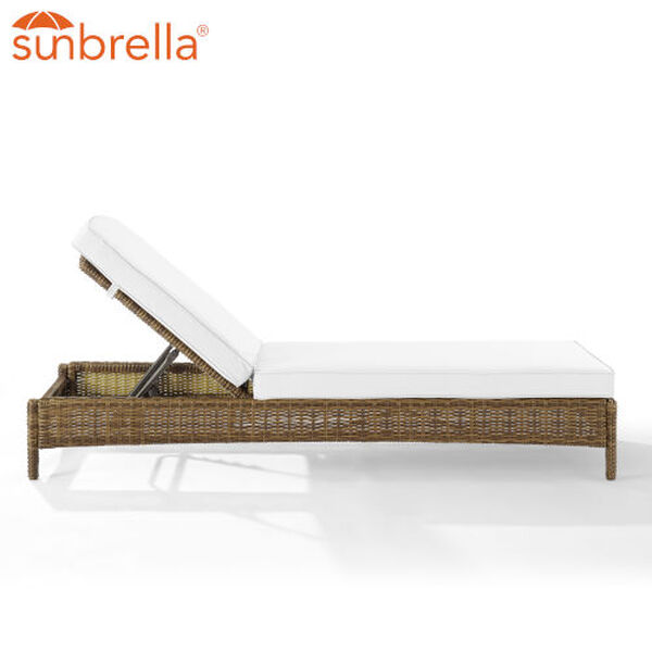 Bradenton White Weathered Brown Outdoor Wicker Chaise Lounge, image 3