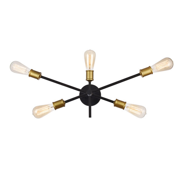 Axel Black and Brass Five-Light Wall Sconce, image 1