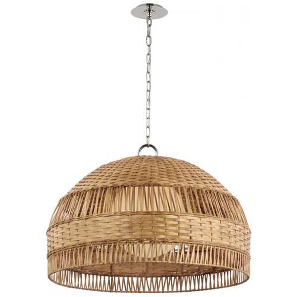 Whit Polished Nickel One-Light Pendant with Natural Wicker Shade by Marie Flanigan, image 1