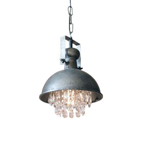 Gun Metal One-Light Dome Pendant with Hanging Crystal, image 1