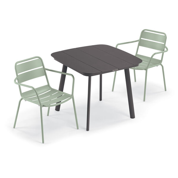Kapri and Eiland Sage 36-Inch Square Dining Table with Two Armchairs, image 1