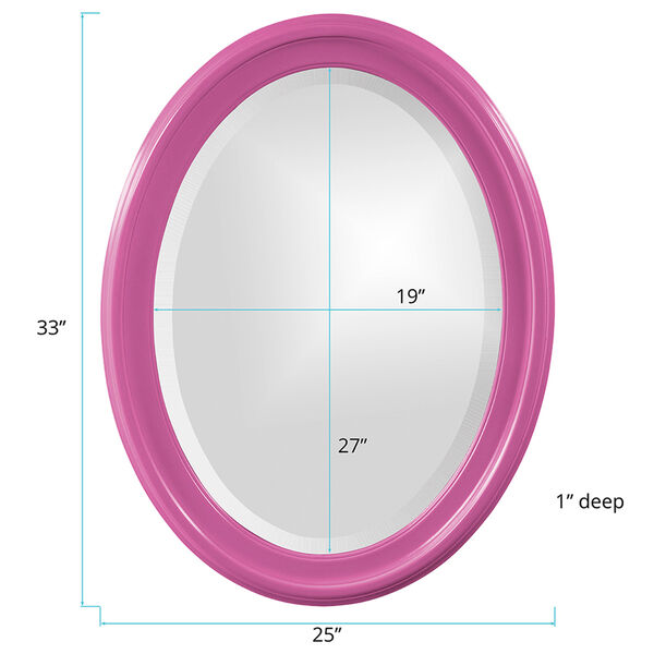 George Glossy Hot Pink Oval Mirror, image 2
