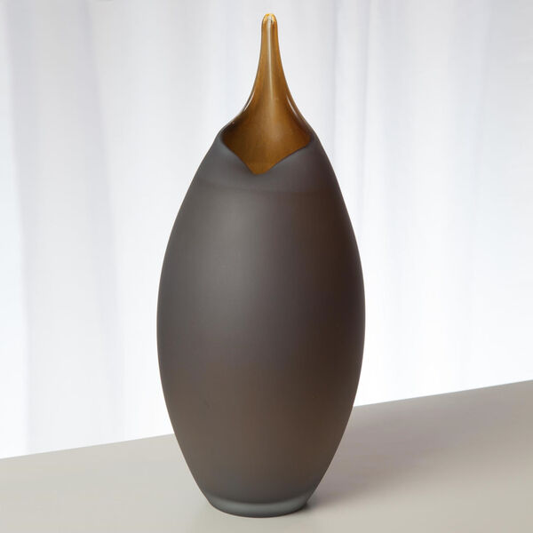 Frosted Gray and Amber Vase, image 1