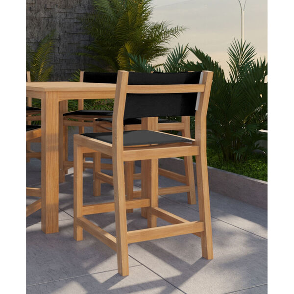 Pearl Natural Sand Teak Black Outdoor Counter Height Stool, image 3