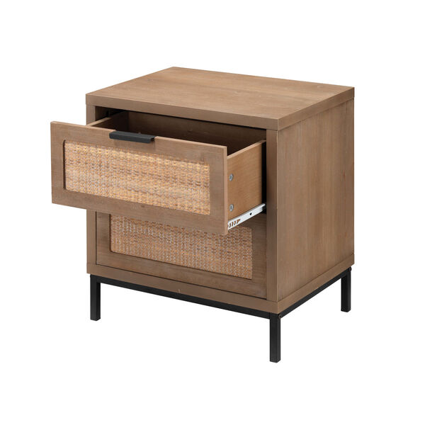 Grace Washed Wood and Black Side Table with Two Drawers, image 2