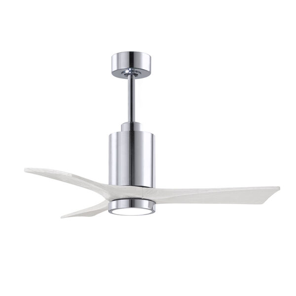 Patricia-3 Polished Chrome and Matte White 42-Inch Ceiling Fan with LED Light Kit, image 1