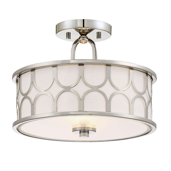 Selby Polished Nickel Two-Light Drum Semi-Flush Mount, image 1