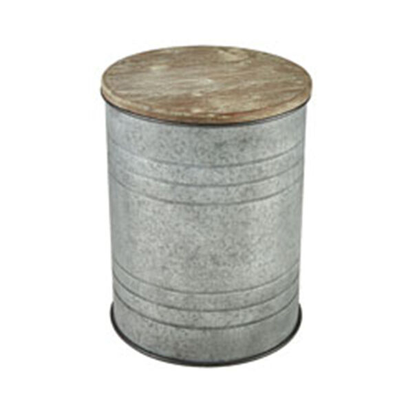 Cannes Galvanized Steel and Wood Tone End Table, image 1