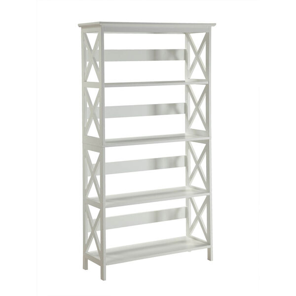 Selby White 60-inch Five Tier Bookcase, image 3