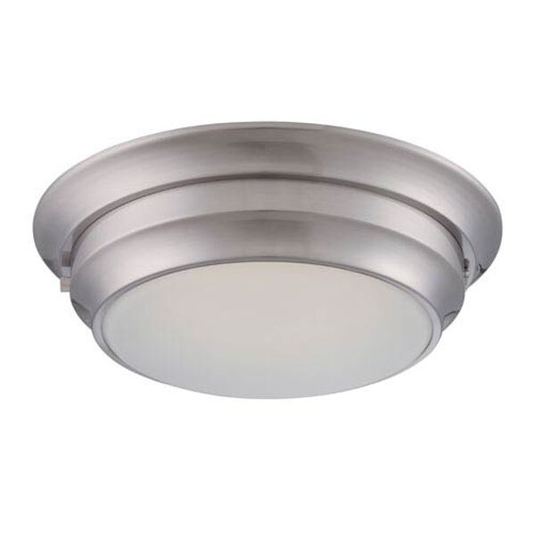 Dash Polished Nickel One Light LED Flush Mount Fixture with Frosted Glass, image 1