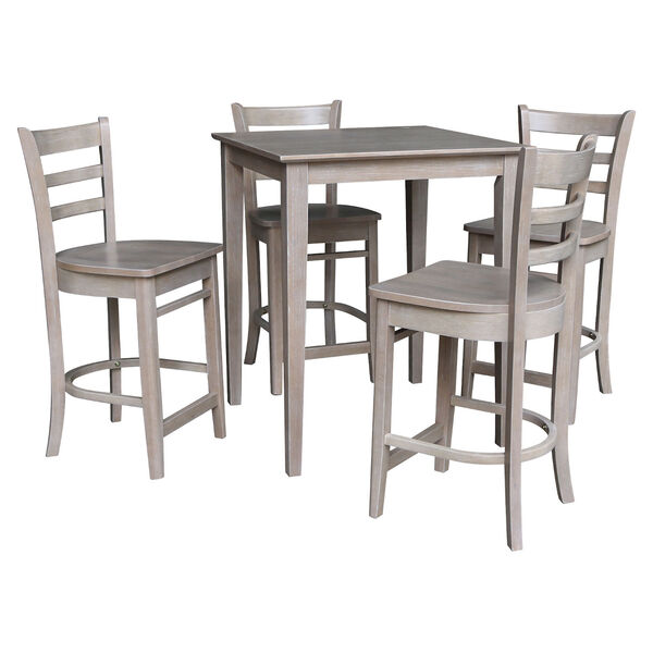 Washed Gray Taupe 30-Inch Counter Height Table with Four Counter Stool, Five-Piece, image 2
