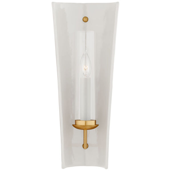 Downey Medium Reflector Sconce in White and Gild with Clear Glass by Chapman  and  Myers, image 1