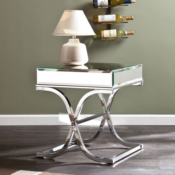 Ava Chrome Mirrored End Table, image 3