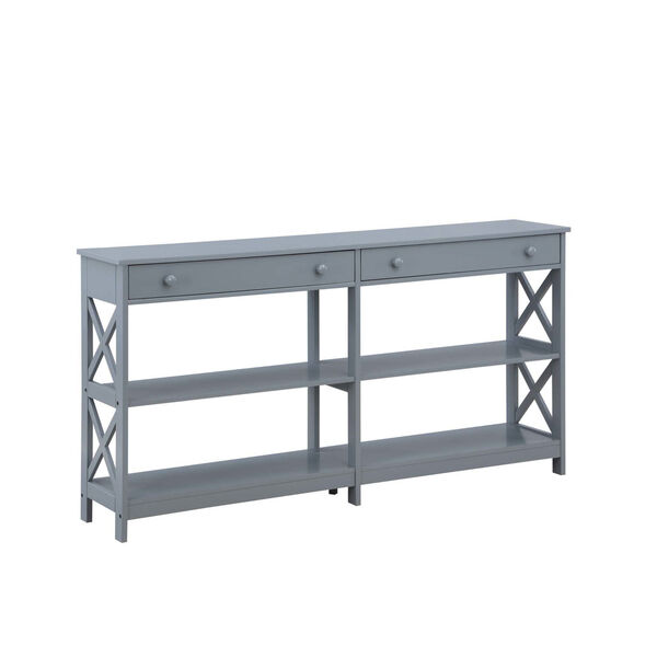 Oxford Gray Two-Drawer Console Table with Shelves, image 1