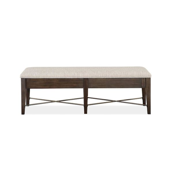 Westley Falls Aged Pewter Wood Bench with Upholstered Seat, image 3