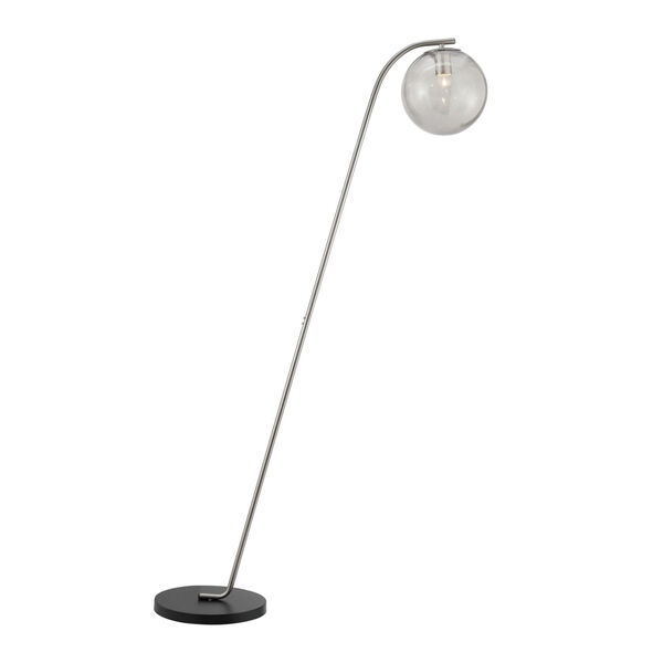 Lancy Brushed Nickel Smoke Glass One-Light Floor Lamp, image 1