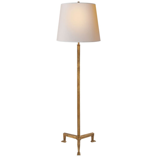 Parish Floor Lamp in Gilded Iron with Natural Paper Shade by Thomas O'Brien, image 1