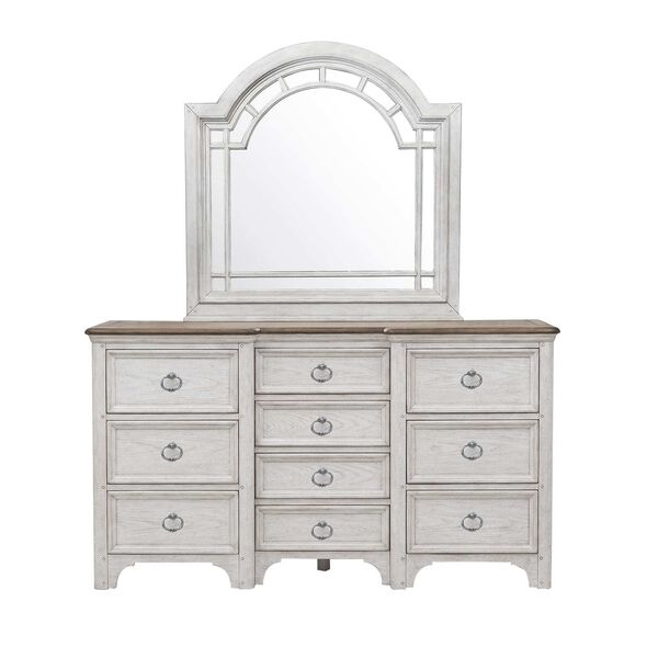 Glendale Estates White Transom Top Dresser Mirror, image 5