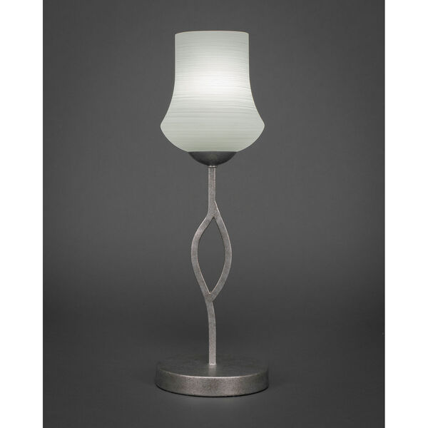 Revo Aged Silver One-Light Mini Table Lamp with 5-Inch White Linen Glass, image 1