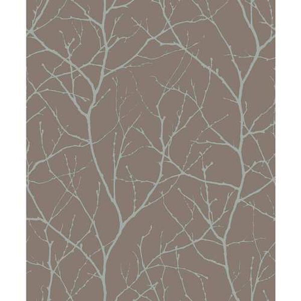 Trees Silhouette Mocha and Silver Wallpaper, image 2