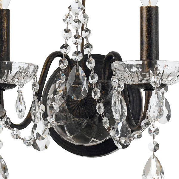 Butler English Bronze 13-Inch Two-Light Swarovski Strass Crystal Wall Sconce, image 2