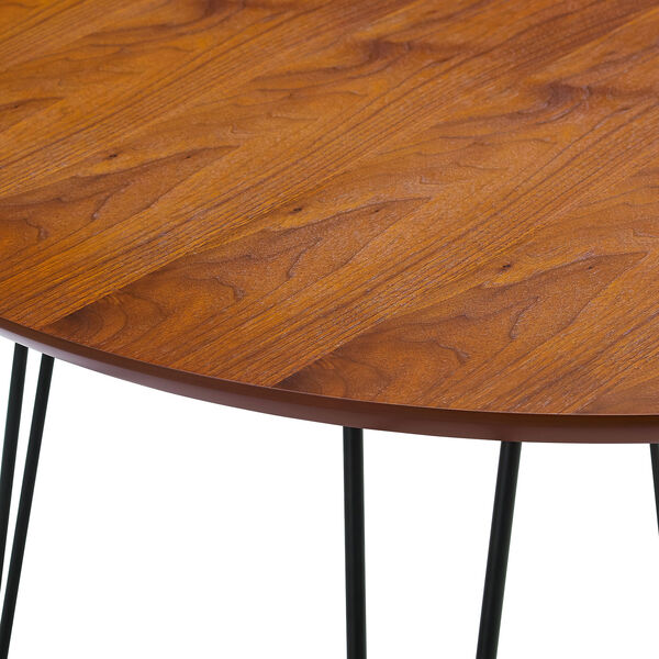 46-Inch Round Hairpin Leg Dining Table - Walnut          , image 4
