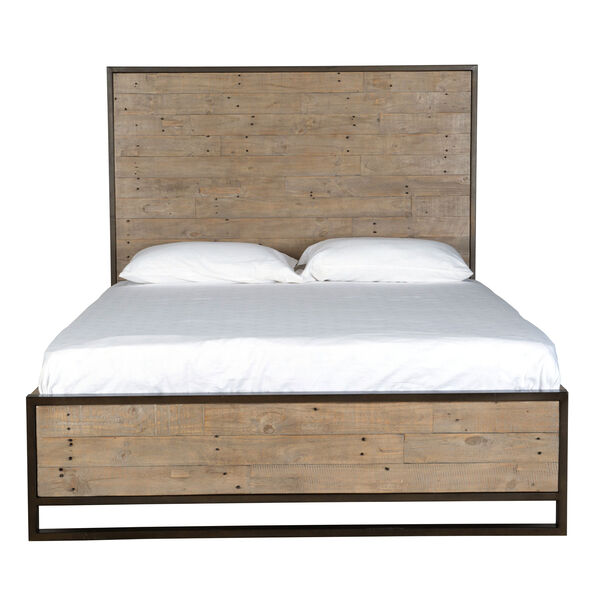 Union Street Nora Taupe Reclaimed Pine, Nora Natural Queen Metal And Wood Platform Bed Frame