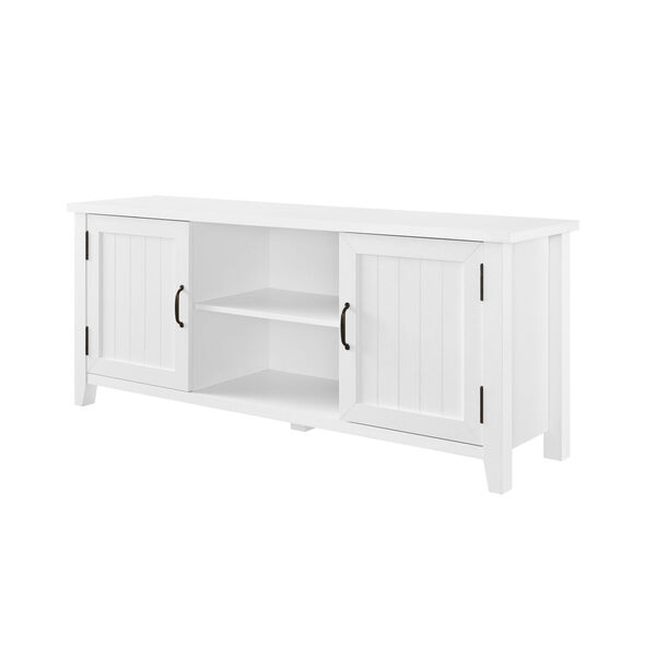 Solid White Grooved Two Door TV Stand, image 1
