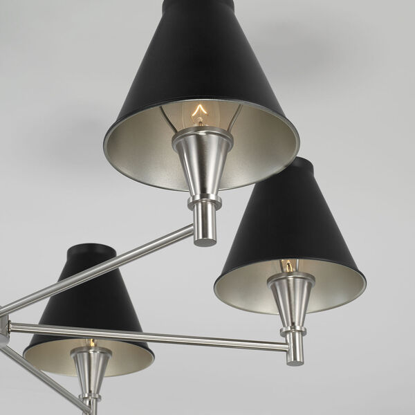 Benson Black and Brushed Nickel Six-Light Chandelier with Metal Shades, image 4