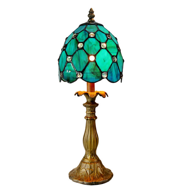 Elenora Jewel Antique Bronze One-Light Tiffany Accent Lamp, image 1