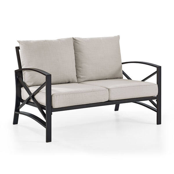 Kaplan Loveseat in Oiled Bronze With Oatmeal Universal Cushion Cover, image 1