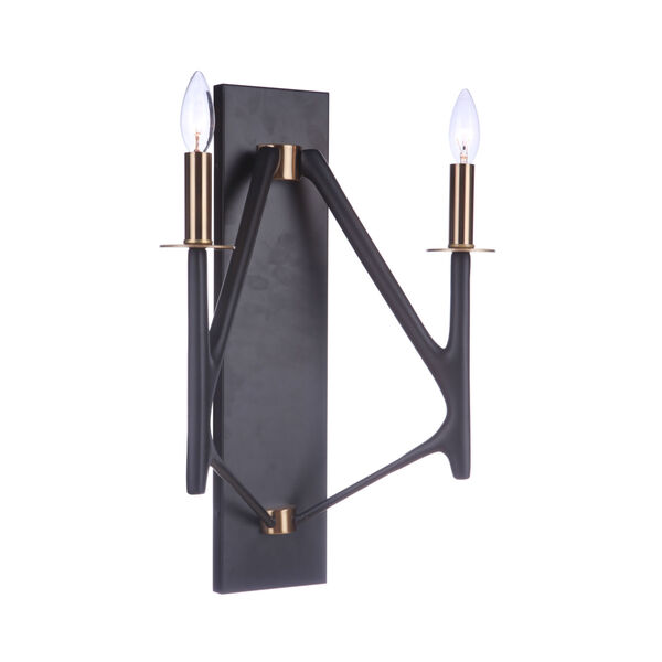 The Reserve Flat Black Painted Nickel Two-Light Wall Sconce, image 2