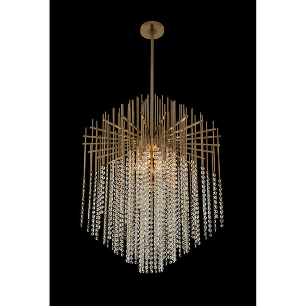Estrella Brushed Champagne Gold Six-Light Pendant with Firenze Crystal, image 2