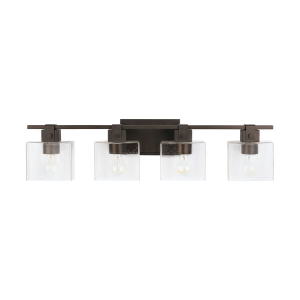 Oil Rubbed Bronze Four-Light Bath Vanity with Clear Seeded Glass, image 1