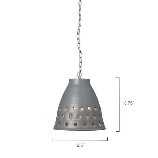 Grey One-Light Perforated Pendant, image 6