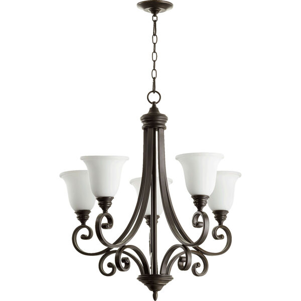 Bryant Oiled Bronze with Satin Opal Glass Five-Light Chandelier, image 1