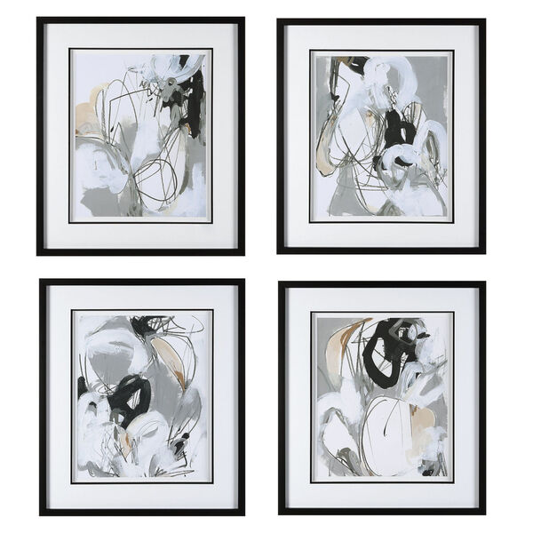 Tangled Threads Multicolor Abstract Framed Print, Set of 4, image 2