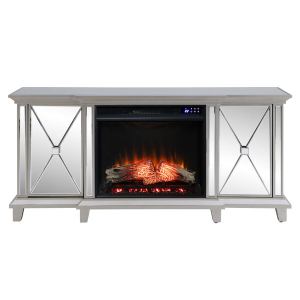 Toppington Mirror and silver Mirrored Electric Fireplace Media Console, image 2