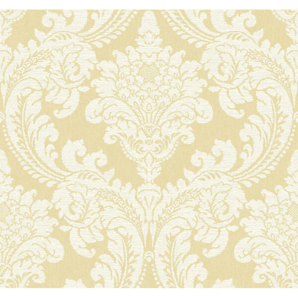 Grandmillennial Yellow Tapestry Damask Pre Pasted Wallpaper, image 2