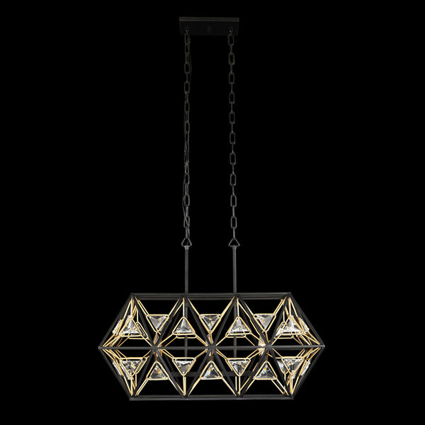 Marcia Matte Black and French Gold Three-Light Linear Pendant, image 6