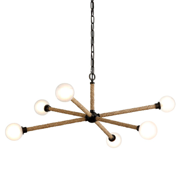 Nomad Classic Bronze and Natural Six-Light Chandelier, image 1