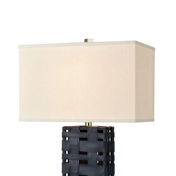 Strapped Down Polished Nickel with Navy Blue One-Light Table Lamp, image 3