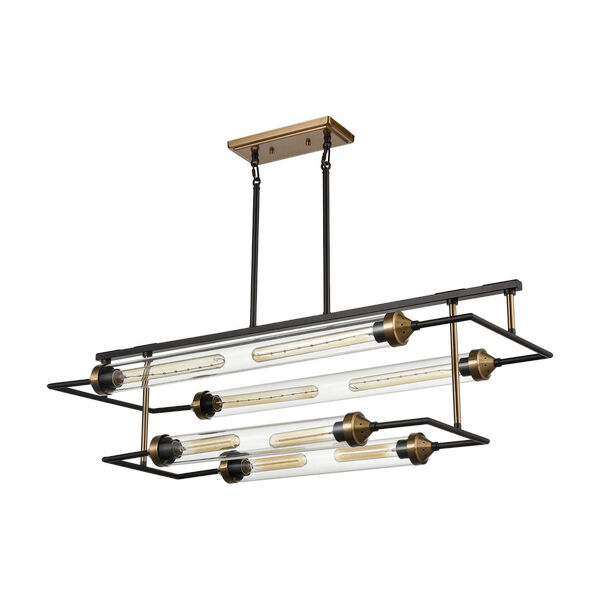North By North East Oil Rubbed Bronze and Satin Brass Eight-Light Chandelier, image 2