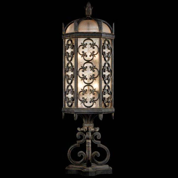 Costa Del Sol Three-Light Outdoor Pier Mount in Wrought Iron Finish, image 1