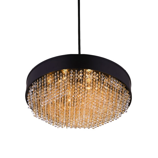 Medina Black 10-Light Drum Shade Chandelier with K9 Clear Crystals, image 2