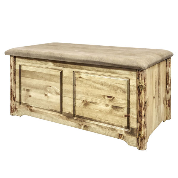 Glacier Country Stain and Lacquer Blanket Chest with Buckskin Upholstery, image 3