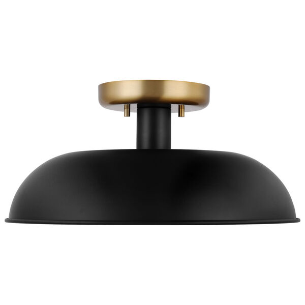 Colony Matte Black and Burnished Brass 15-Inch One-Light Semi Flush Mount, image 3