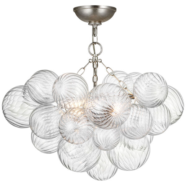Talia Small Semi-Flush Mount in Burnished Silver Leaf and Clear Swirled Glass by Julie Neill, image 1