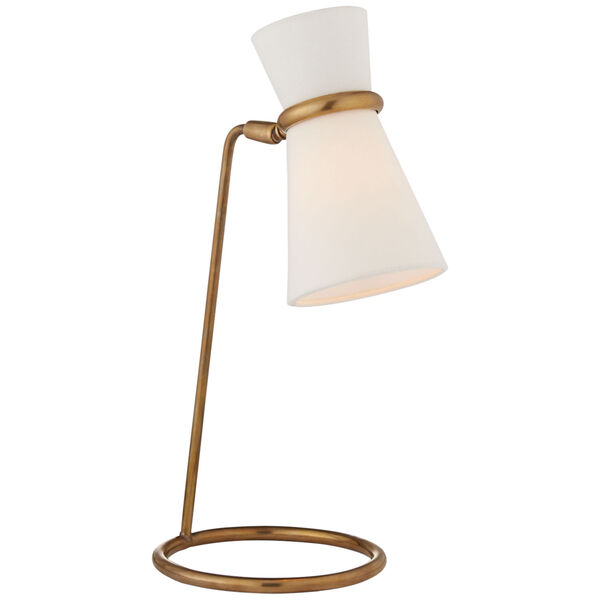 Clarkson Table Lamp in Hand-Rubbed Antique Brass with Linen Shade by AERIN, image 1